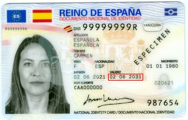 Vérifier une carte d'identité espagnole, date expiration recto Vérifier une carte d'identité espagnole, date expiration recto