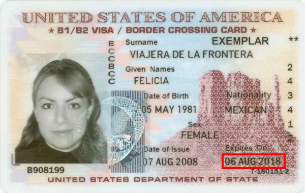 Verifique la fecha de vencimiento de una tarjeta de cruce fronterizo de EE. UU. Verifique la fecha de vencimiento de una tarjeta de cruce fronterizo de EE. UU.