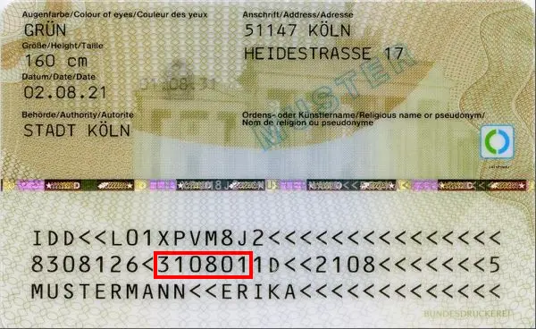Comprobar la fecha de caducidad del documento de identidad alemán Comprobar la fecha de caducidad del documento de identidad alemán