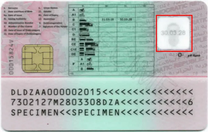 Comprobación de la licencia de conducir argelina, imagen láser múltiple Comprobación de la licencia de conducir argelina, imagen láser múltiple