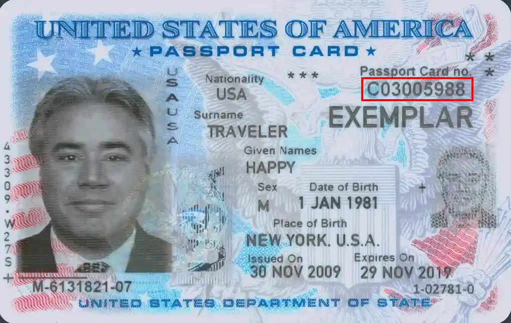 Verifique una tarjeta de pasaporte de EE. UU., número de documento Verifique una tarjeta de pasaporte de EE. UU., número de documento