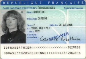 Vérifier la bande MRZ d'une carte d'identité française, spécimen carte d'identité 1995 Vérifier la bande MRZ d'une carte d'identité française, spécimen carte d'identité 1995
