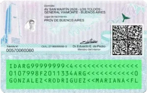 Verificación de validez tarjeta de identidad argentina (DNI), validación MRZ