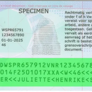 Vérification validité document d’identité pour étrangers type W néerlandais
