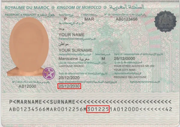 Verify a Moroccan passport, expiration date