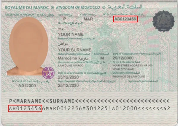 Verify a Moroccan passport, document number