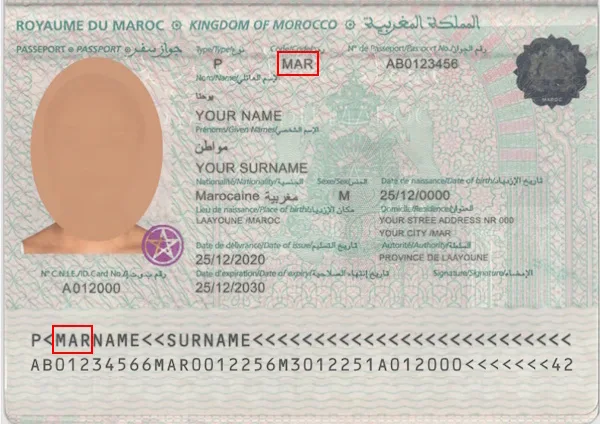 Verify a Moroccan passport, country